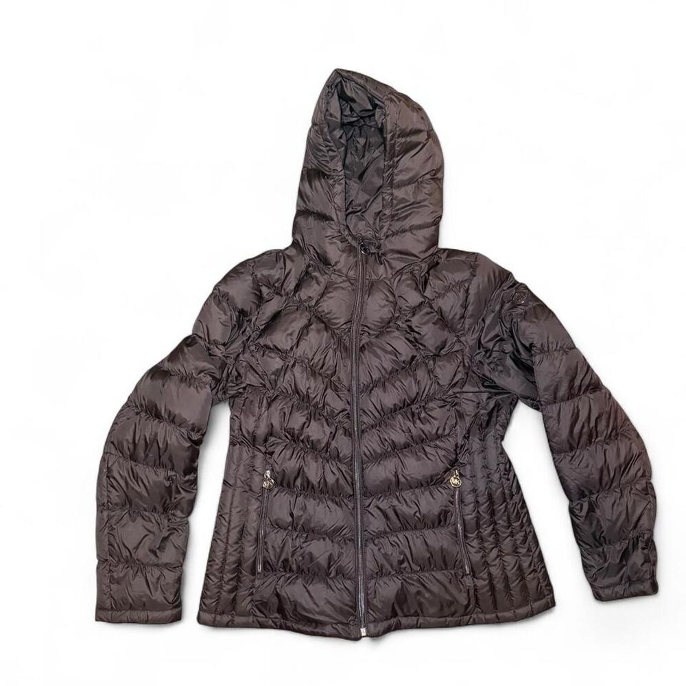 Michael Kors Packable 90% Down Puffer Jacket Black Hooded Women’s Large